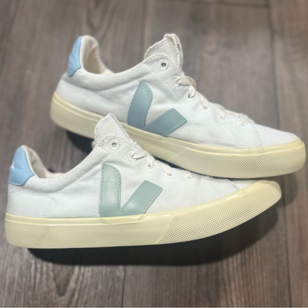 Veja White and Light Blue Sneakers